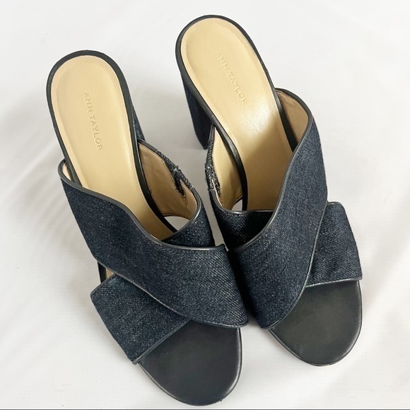 Ann Taylor denim chunky heels size 9 - Picture 1 of 9
